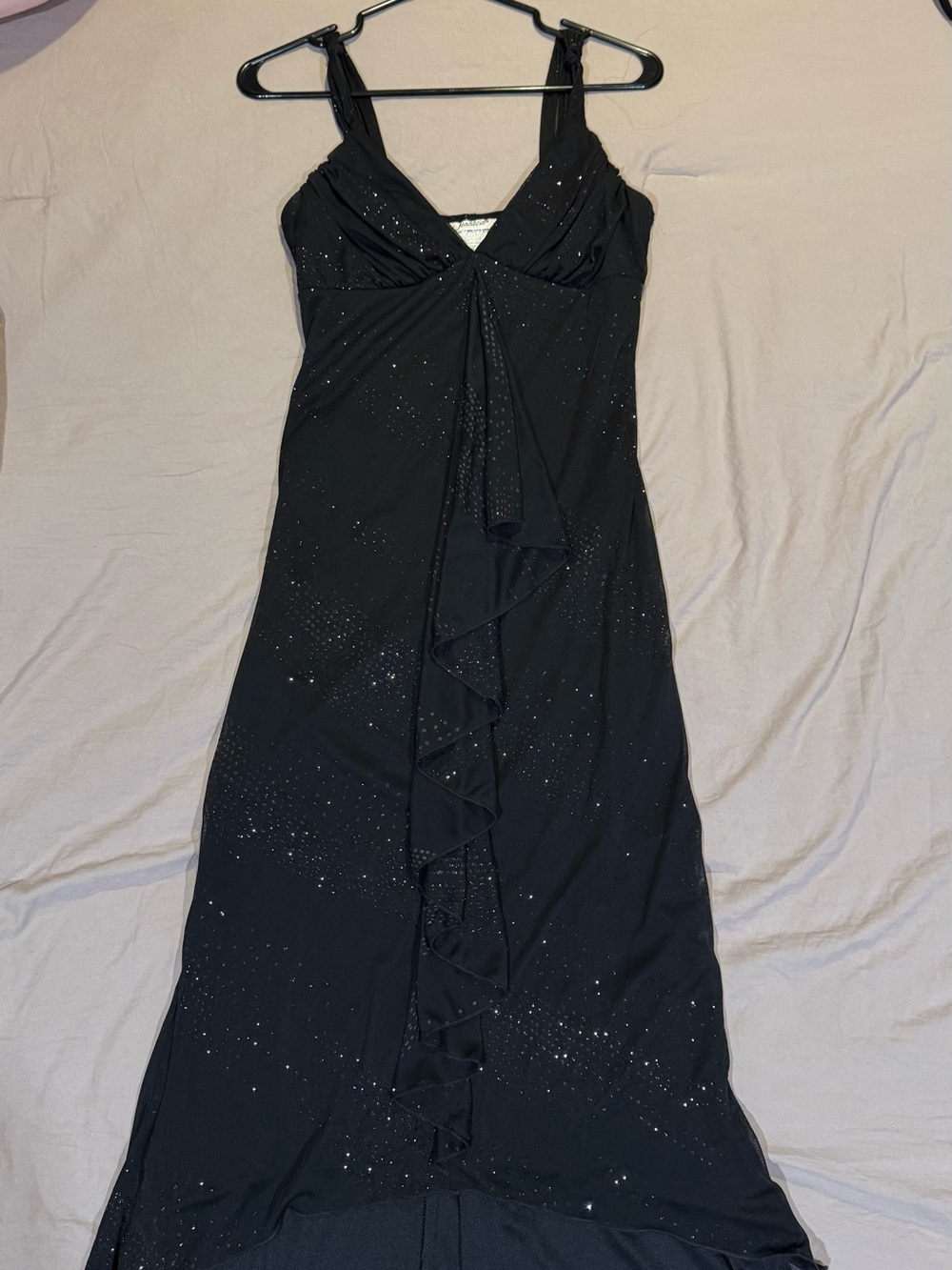 Jessica Black Sparkle Ruffle Maxi Dress